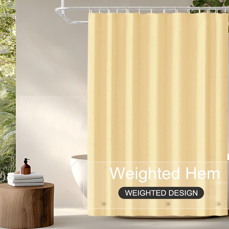 TIKABC Beige Shower Curtain Liner, 4G PEVA Shower Liner, Plastic Peva Waterproof Shower Curtains, 72x72 inch with Grommet Holes 3 Magnetic Weights - Image 2